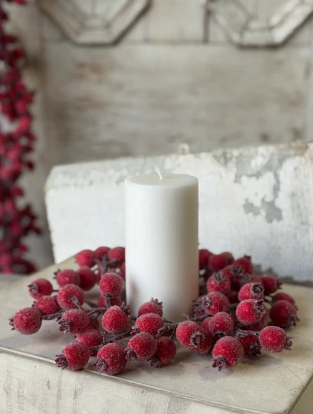 4.5" Iced Everberry Candle Ring