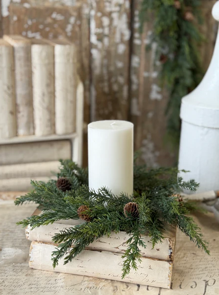 4.5" Crosswoods Juniper Candle Ring