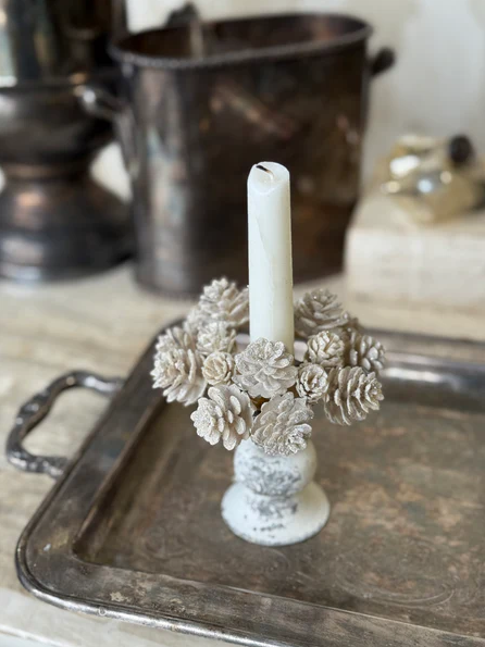 1" Glittering Ivory Cone Candle Ring
