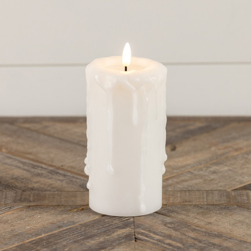 6IN WHITE 3D FLAME PILLAR CANDLE