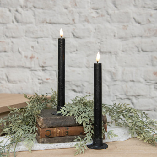 SET/2 9.5IN 3D FLAME BLACK TAPER CANDLE