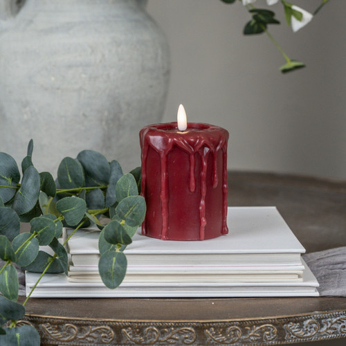 4IN RED 3D FLAME PILLAR CANDLE