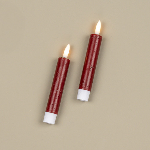 SET/2 5.75IN 3D FLAME RED TAPER CANDLE