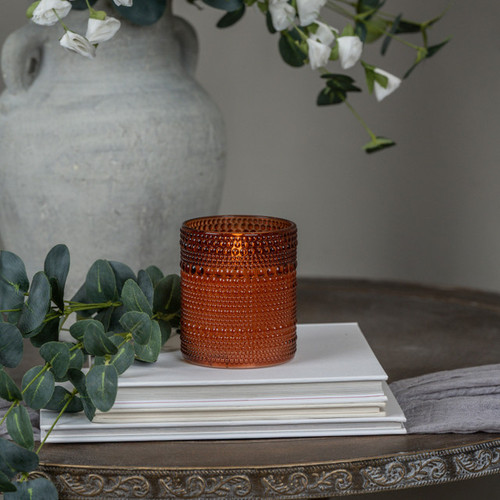 4IN SIENNA DOTTED GLASS 3D FLAME CANDLE