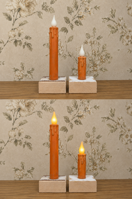 7in Rust Grungy LED Timer Taper Candle