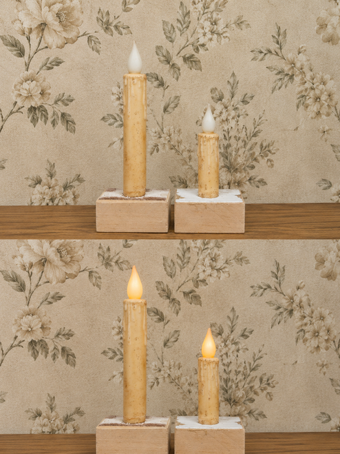 4in Cream Grungy LED Timer Taper Candle