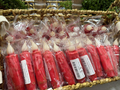 4in Red Grungy LED Timer Taper Candle