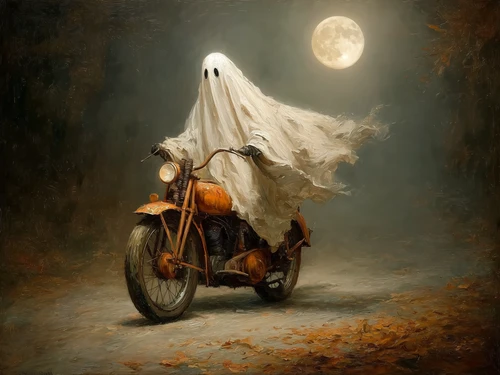 HMK1304 GHOST ON MOTORCYCLE BOX FRAME