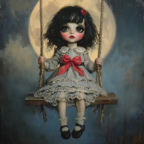 HMK1356 HALLOWEEN DOLL ON SWING BOX FRAME