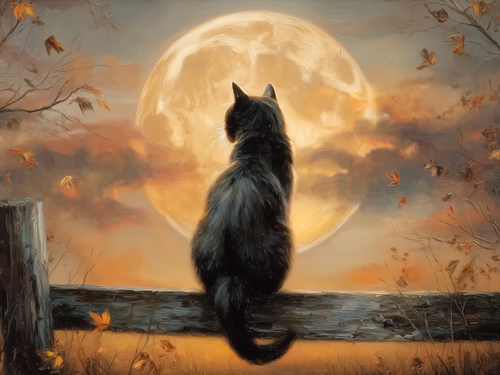 HMK1359B FULL MOON BLACK CAT 4X6 BLOCK