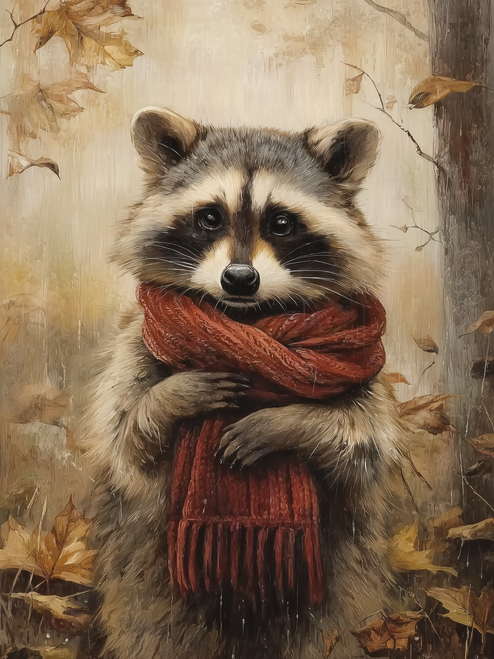 HMK1495B FALL RACCOON 4X6 BLOCK
