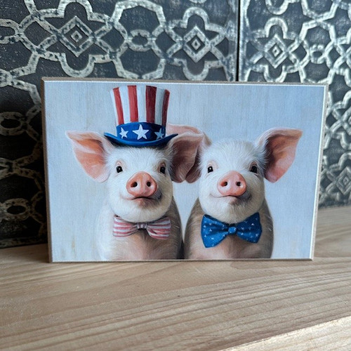 HMK1585B PATRIOTIC PIGLETS 4X6 BLOCK