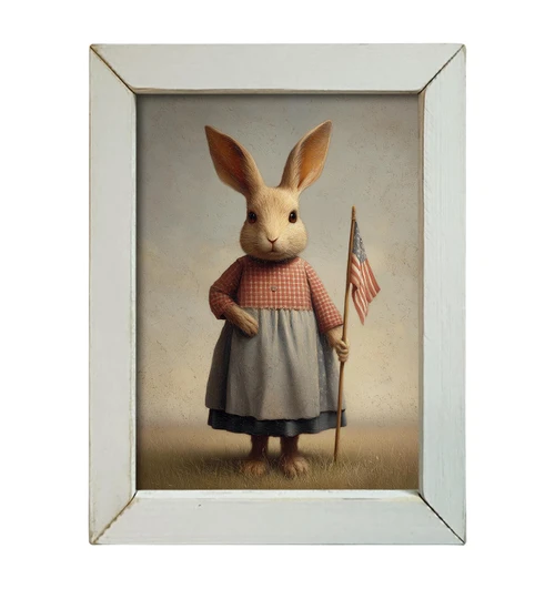 HMK1632L PRIMITIVE PATRIOTIC BUNNY