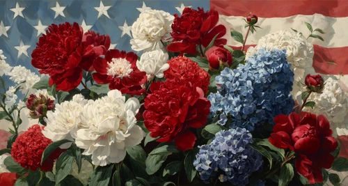 HMK1655L PATRIOTIC FLAG AND FLORALS