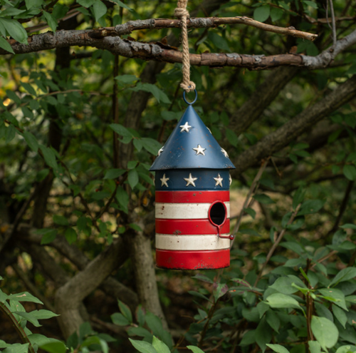 ROUND PATRIOTIC BIRDHOUSE