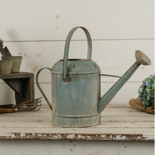 AGED BLUE WATERING CAN
