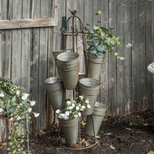 AGED 9 BUCKET STAND W/ BIRD