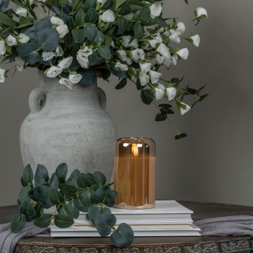 5" ARCHED CHAMPAGNE GLASS 3D FLAME CANDLE