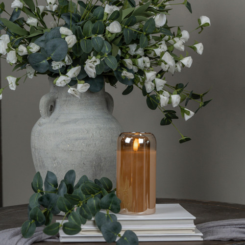 6" ARCHED CHAMPAGNE GLASS 3D FLAME CANDLE