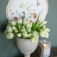 9.5" GREEN & WHITE TULIP BUSH