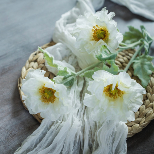32" WHITE POPPY SPRAY