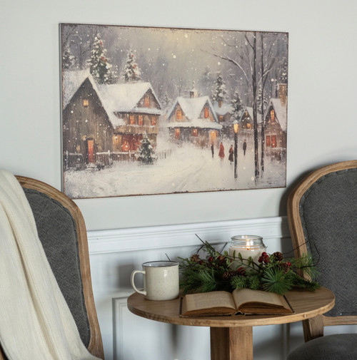 28" x 18" COZY CHRISTMAS VILLAGE PRINT