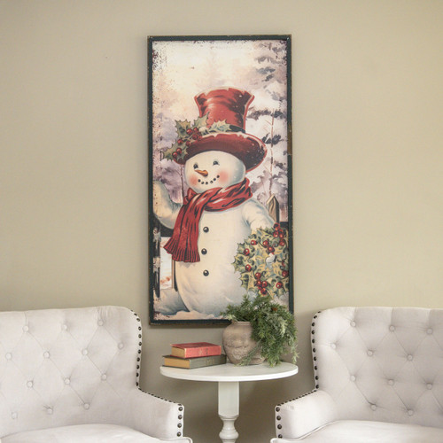 48" SNOWMAN W/ HOLLY WREATH PRINT