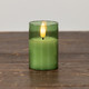 3IN PINE GREEN GLASS 3D FLAME CANDLE