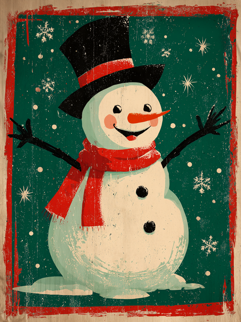 HMK1709B RETRO SNOWMAN BLOCK