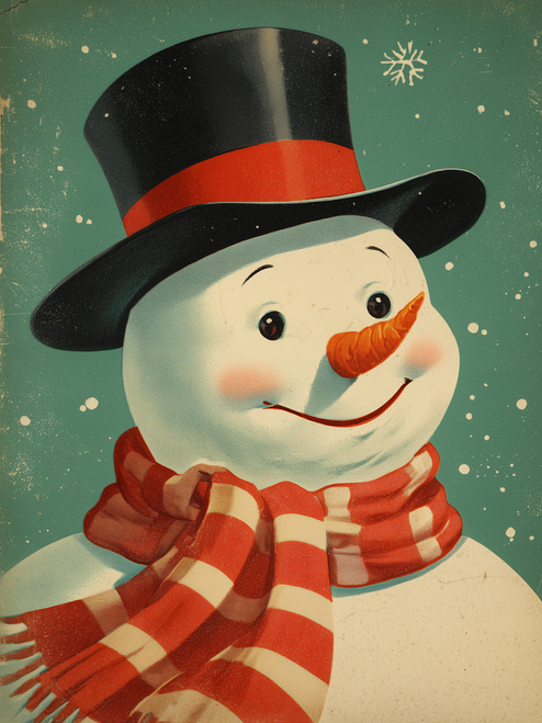 HMK1713B RETRO JOLLY SNOWMAN BLOCK