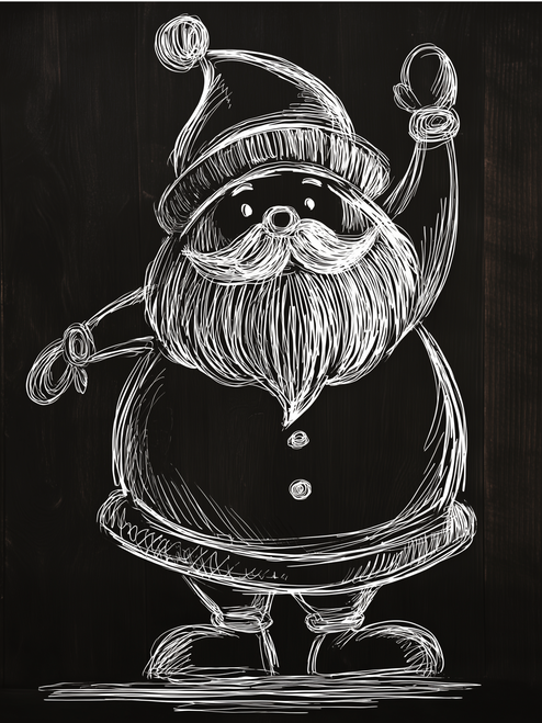HMK1718B VINTAGE CHALKBOARD SANTA BLOCK