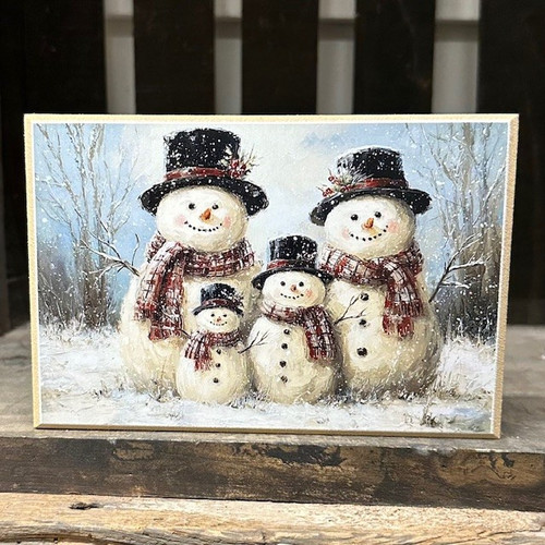 HMK1369B SNOWMAN FAMILY OF FOUR BLOCK