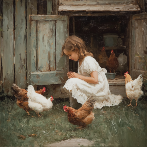HMK1779 HER CHICKENS BOX FRAME