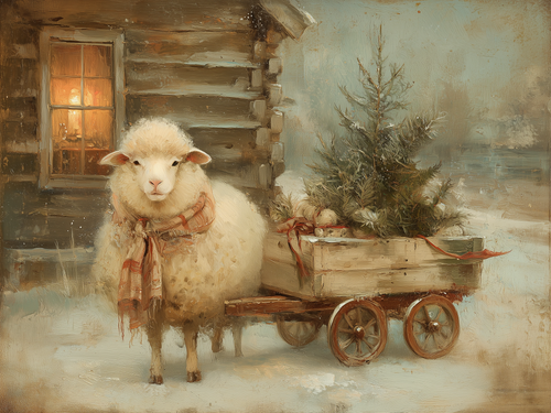 HMK1677L RUSTIC CHRISTMAS SHEEP