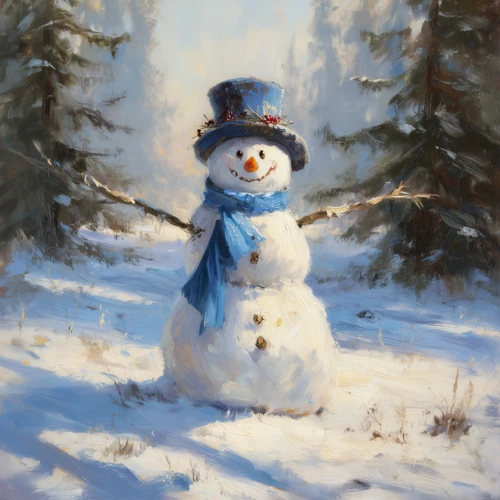 HMK1662 BLUE CHEERFUL SNOWMAN BOX FRAME