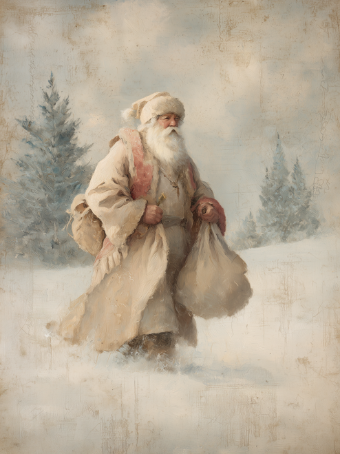 HMK1686 RUSTIC CREAM SANTA