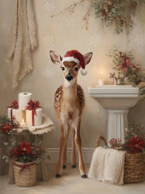 HMK1687L BATHROOM CHRISTMAS REINDEER