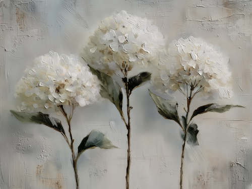HMK1764L PAINTING OF WHITE HYDRANGEAS