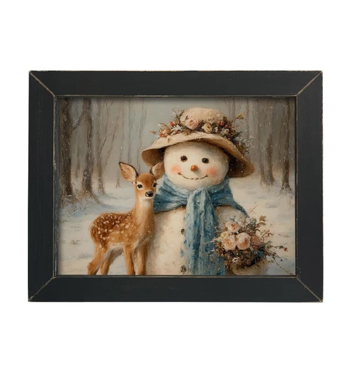 HMK1336L FLORAL SNOWMAN AND REINDEER