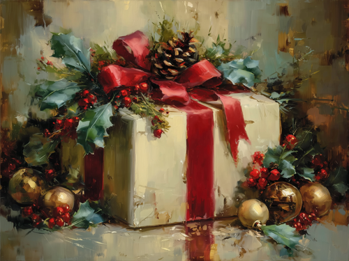 HMK1347 WHITE WINTER GIFT BOX FRAME