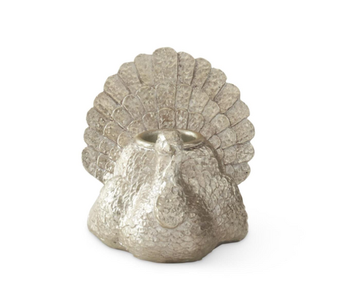 3.25in ANTIQUED SILVER TURKEY TAPER CANDLEHOLDER