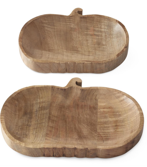 SET/2 WOOD PUMPKIN TRAYS