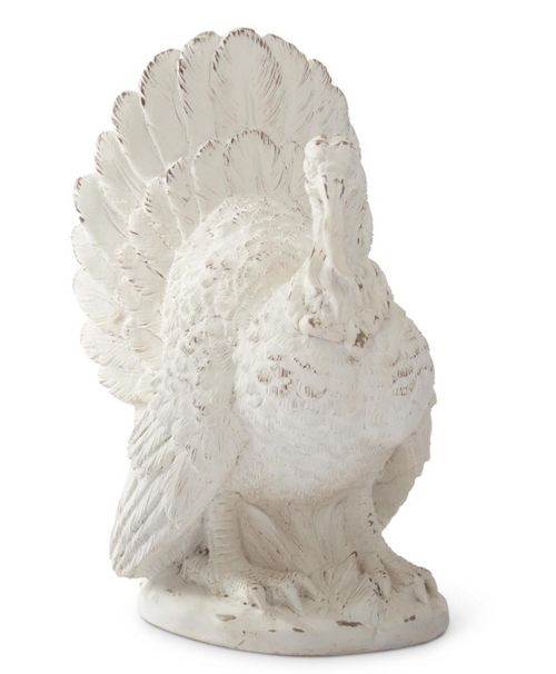 10in WHITEWASHED RESIN TURKEY