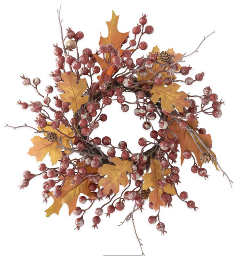 14in ROSEHIP TWIG & PINECONE CANDLE RING