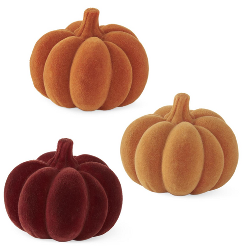 ASST 2.75in FLOCKED RESIN PUMPKINS (EACH)