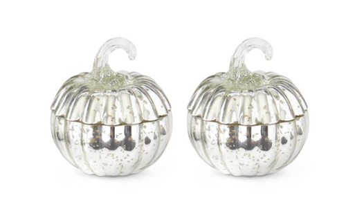 ASST SMALL SILVER MERCURY GLASS PUMPKIN POURED CANDLES (EACH)