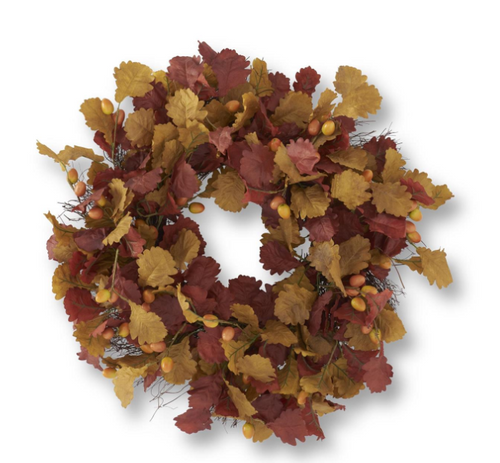 28in BURGUNDY & ORANGE OAK LEAF WREATH