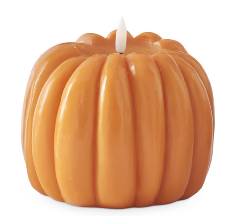5in ORANGE WAX LED FLICKER FLAME CANDLE W/TIMER