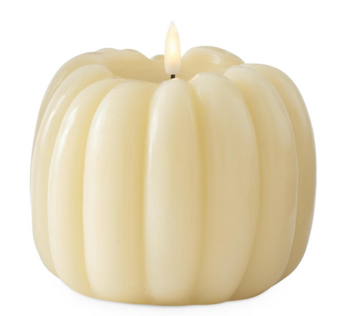 5in CREAM WAX LED FLICKER FLAME CANDLE W/TIMER