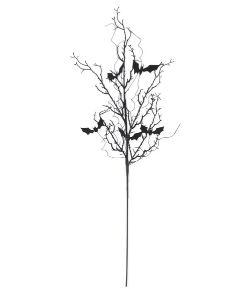 30in BLACK W/PURPLE GLITTER TWIG & BAT SPRAY
